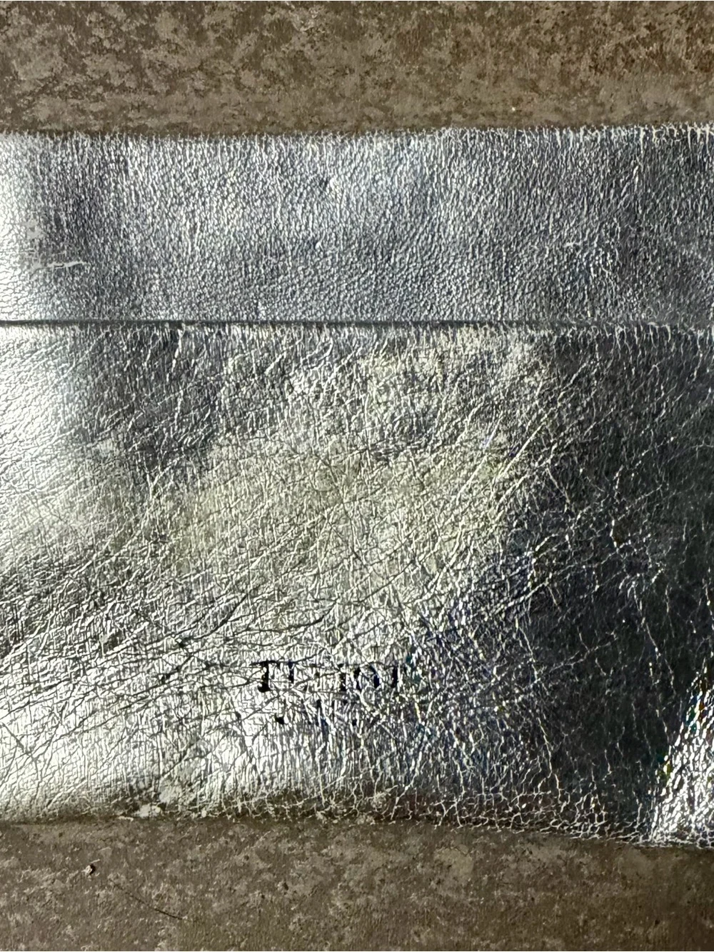 Elliott James Silver Metallic Leather Triple Chain Biker Card Case Wallet